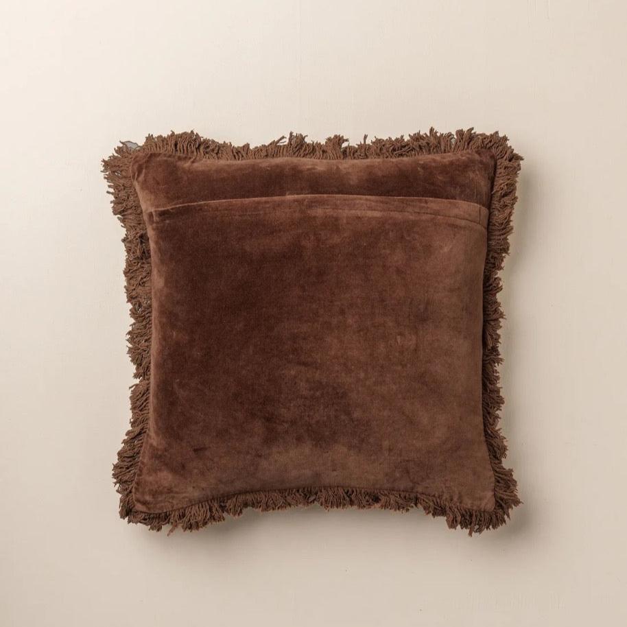 Velvet Cushions - Chocolate Fringe