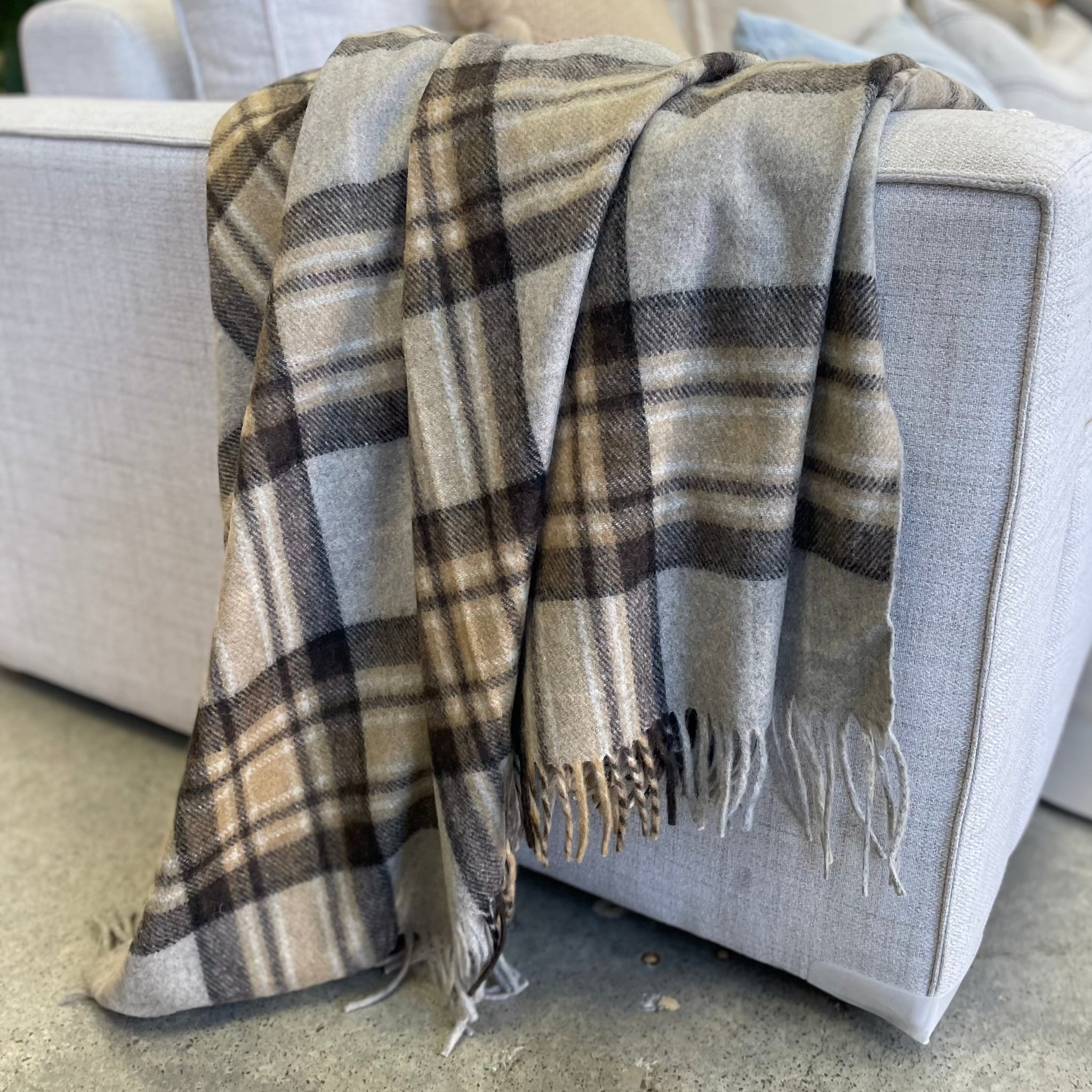Recycled Wool Scottish Tartan Blanket - Winter