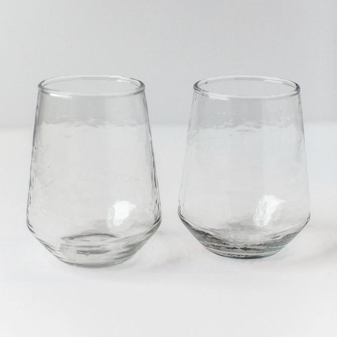 Handblown Hammered Glassware - Clear