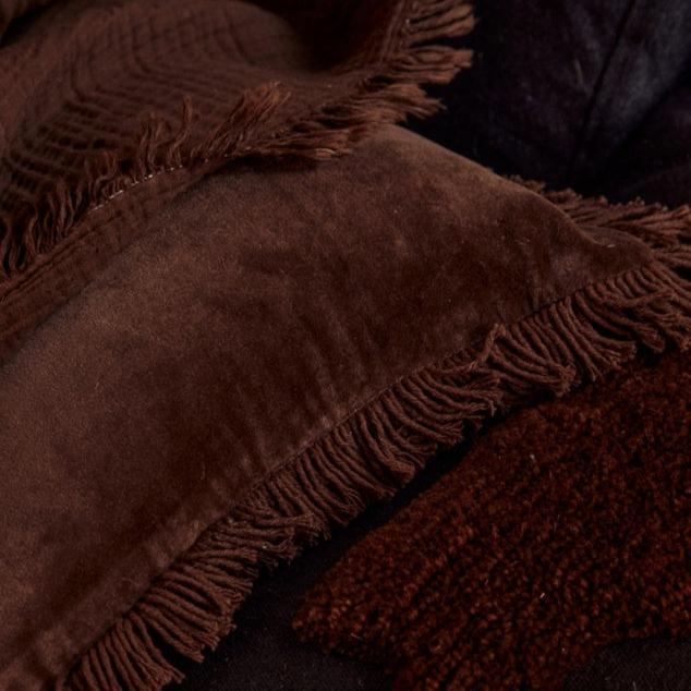 Velvet Cushions - Chocolate Fringe