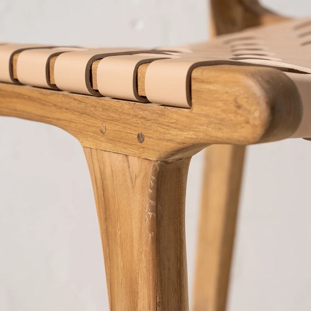 Luka Woven Leather Barstool